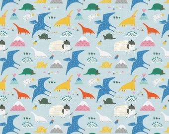 Animal Alphabet - Dinosaurs Blue by Suzy Ultman from Paintbrush Studio Fabrics