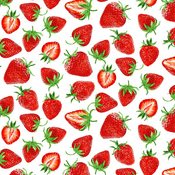 Strawberry Fields Forever - Strawberry Festival White by  Kanvas Studio from Benartex Fabrics