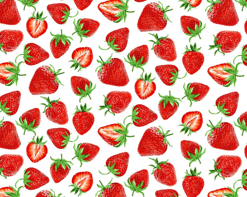 Strawberry Festival White by Kanvas Studio from Benartex Fabrics Strawberry Fields Forever