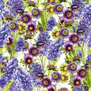 My Happy Place - Daisies Purple by Sue Zipkin from Clothworks Fabric