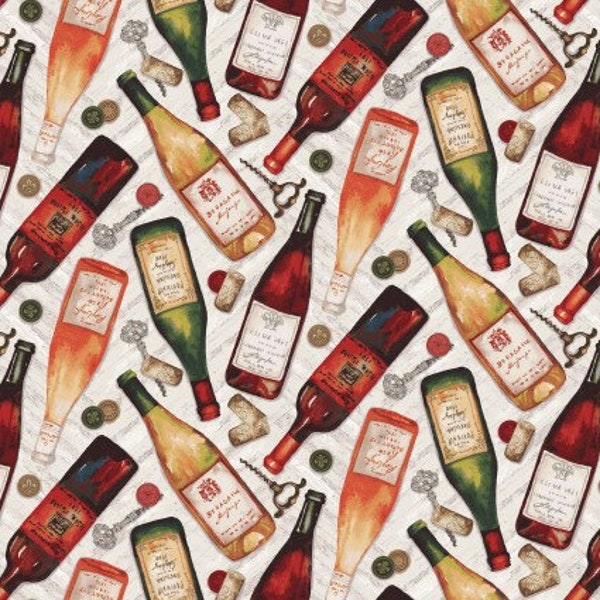 After Five - Wine Bottles from Henry Glass Fabric