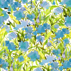My Happy Place - Dianthus Blue by Sue Zipkin from Clothworks Fabric