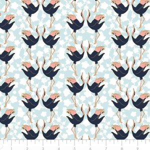 Mystic Cranes - Dancing Cranes Blue Gold Metallic by Teresa Chan from Camelot Fabrics