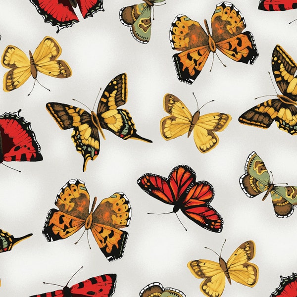 Poppy Poetry - Butterflies by Cedar West from Clothworks Fabric