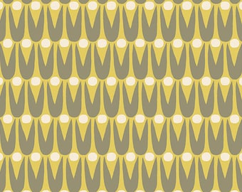 Perennial - Mid Mod Floral Bitter Lemon Yellow by Sarah Golden from Andover Fabrics