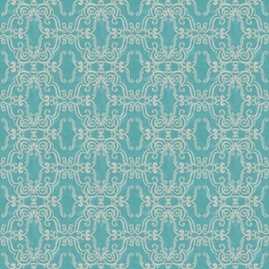 Poppies and Papillions - Damask Medallion Teal Aqua by Tom Coffey from Springs Creative Fabric