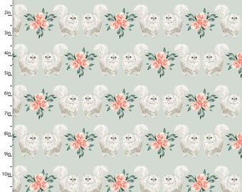 Everyday is Caturday - Cats Floral Mint from 3 Wishes Fabric
