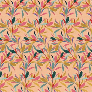 Magnolia Wonderland - Leave Branches Peach Pink van Teresa Chan van Paintbrush Studio Fabrics