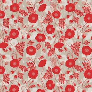 Poppies - Poppy Shadow Natural from Lewis and Irene Fabric