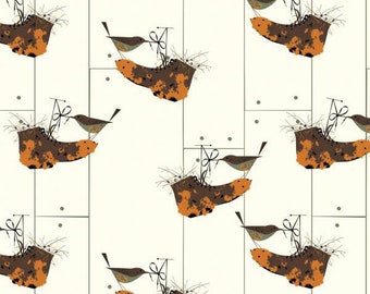 Bird Architects - House Wren by Charley Harper from Birch Organic Fabric