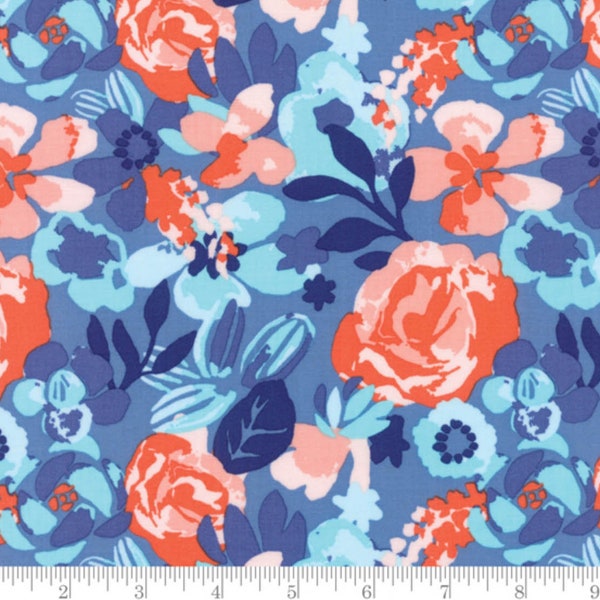 Voyage Kew - Floral Baltic Blue by Kate Spain from Moda