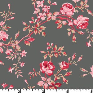 Carte Postale - Rose Vine Gray by Skipping Stones from Clothworks