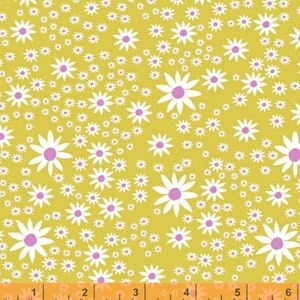 Daisy Chain - Daisies Mustard Yellow by Annabel Wrigley from Windham Fabrics