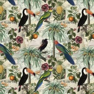 Vintage Vacation Toucans Birds Tropical Plants from David Textiles Fabrics