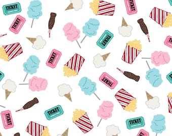 Vintage Boardwalk - Fun Snacks White van Kim Christopherson van Maywood Studio Fabric