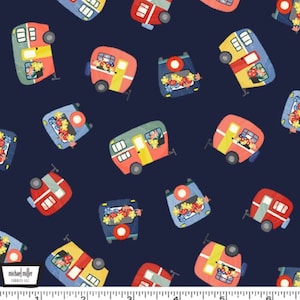 Camping Life - Campers Navy from Michael Miller Fabric