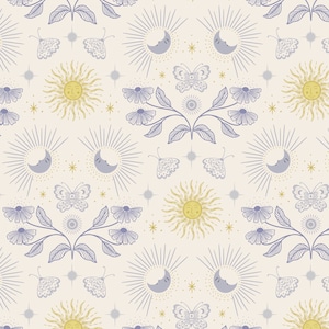 Celestial - Garden Cream Metallic from Lewis and Irene Fabric