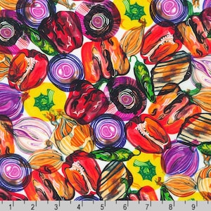 Chef’s Table - Vegetables Pimento by Hennie Haworth from Robert Kaufman Fabrics