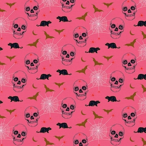 Drop Dead Gorgeous - Bats and Rats Pink by Teresa Chan from Paintbrush Studio Fabrics