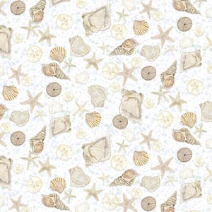 Sea Whispers - Tossed Shells from P & B Textiles Fabric