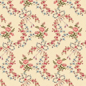 Yeoville - Floral Swags Cream by Michelle Yeo from Henry Glass Fabric