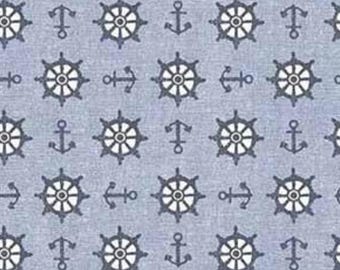Bon Voyage - Ankers en stuurwielen blauw van Michael Miller Fabrics