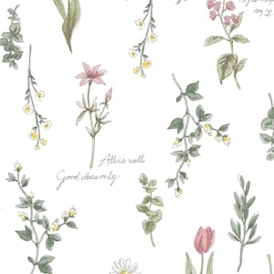 Ulzzang Girly - Plant Sprigs White from Cosmo Fabric