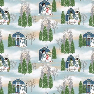 Snowman’s Dream - Winter Outing Snowman Blue from Studio E Fabrics