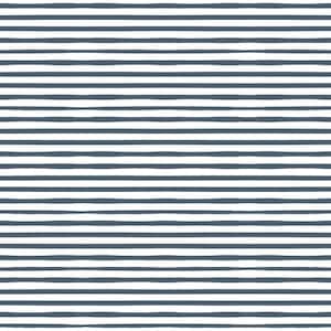 Country Roads - Memories Stripe Navy Blue from Poppie Cotton Fabric