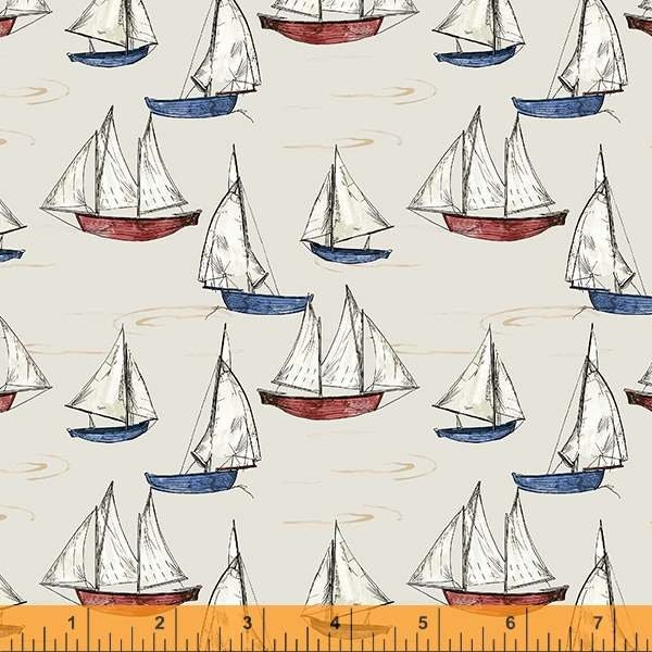 Sea and Shore - Sailboats Sand by Hackney and Co from Windham Fabrics