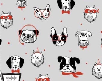Bow Wow Wow - Push Pups Gray from Michael Miller Fabric