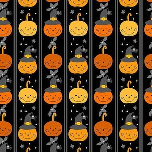A Spooky Good Time - Pumpkin Stripe Black from Andover Fabrics