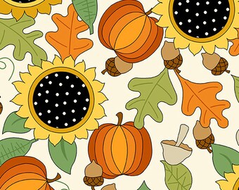 Give Thanks - Fall Bounty Cream by Kim Shaefer from Andover Fabrics