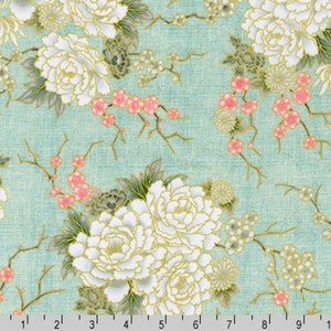 Imperial Collection - Floral Branch Blooms Celadon from Robert Kaufman Fabric