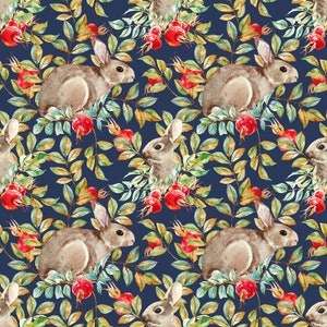 Hedgehog Hollow - Bunnies Blue by Jason Yenter from In The Beginning Fabric