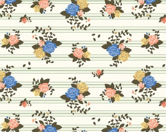 Pirouette POPLIN - Rosette Stripes by Arleen Hillyer from Birch Fabrics