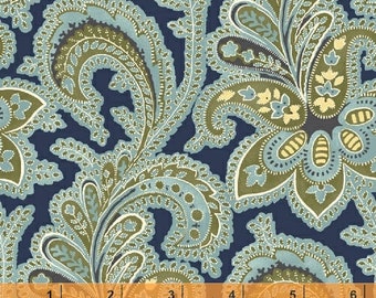 Ariana - Large Paisley Navy by Williamsburg from Windham Fabrics