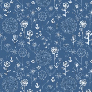 Farm Fresh - Floral Blue by Flora Waycott from 3 Wishes Fabric