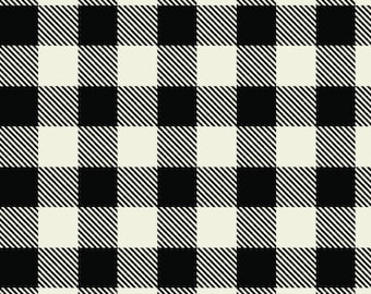 May include: A seamless pattern featuring a classic black and white buffalo check design. The pattern consists of alternating squares of solid black and off-white, with diagonal lines creating a textured effect in the off-white squares.