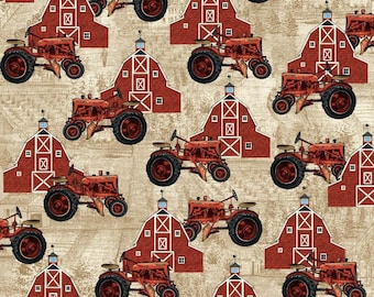 Farmer’s Market - Barn Tractor Beige from Studio E Fabrics