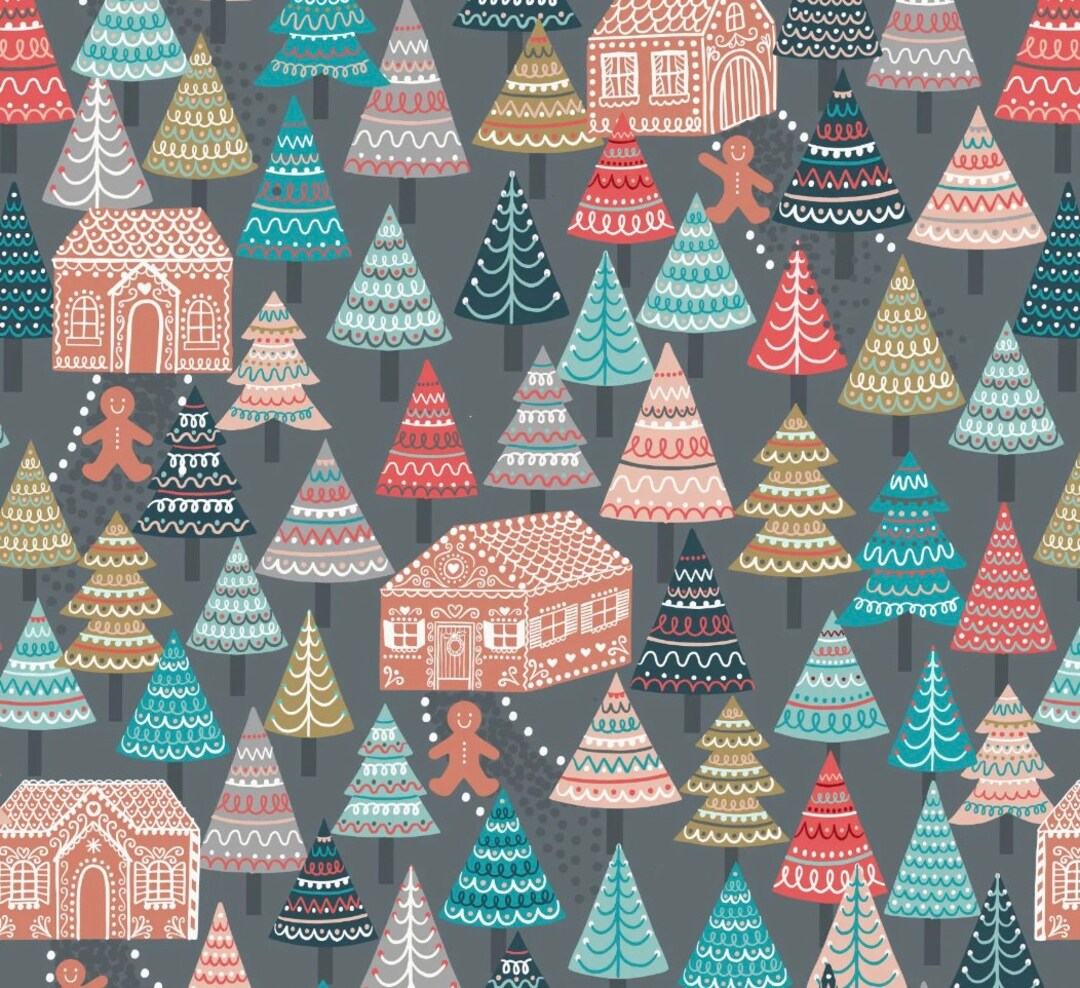 Gingerbread Season - Gingerbread Forest Grey From Lewis and Irene ...