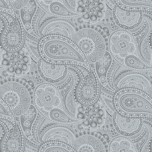 Paisley Paradise 108 Inches - Paisley Gray from Henry Glass Fabric
