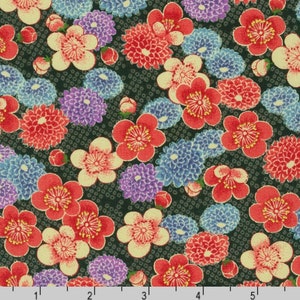 Kiku - Floral Blooms Black by Sevenberry from Robert Kaufman Fabrics