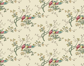Meadowlark Manor - Birds Lt Creme von Andover Fabrics