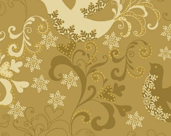 SALDI - Glisten - Gold Doves di Whistler Studios da Windham Fabrics