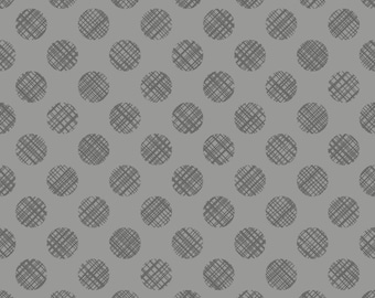 Papaveri in fiore - Cerchi grigi su grigio di Patrick Lose di Patrick Lose Fabrics