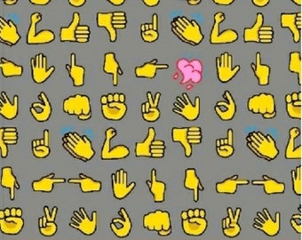Text Me Back - Hand Signals Grey by MY KT from Windham Fabrics