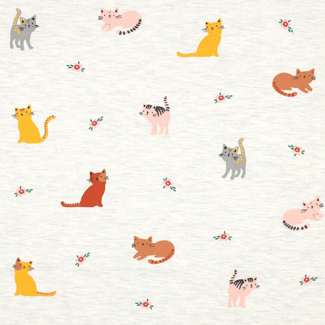 Melange Cats JERSEY Ecru 58 Inch From Verhees Fabric Etsy