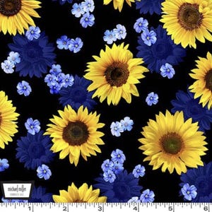 Summer Sunflowers - Dreamy Sunflowers Black from Michael Miller Fabrics