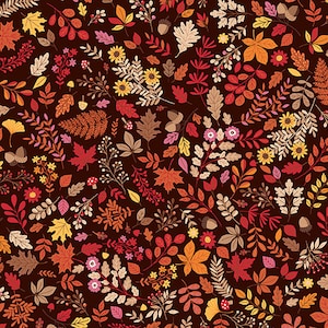 Autumn Days - Foliage Brown from Makower UK  Fabric